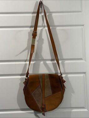 FOLEY+CORINNA DAISY PATCHWORK SADDLE BAG LEATHER CROSS BODY NEUTRAL MULTI